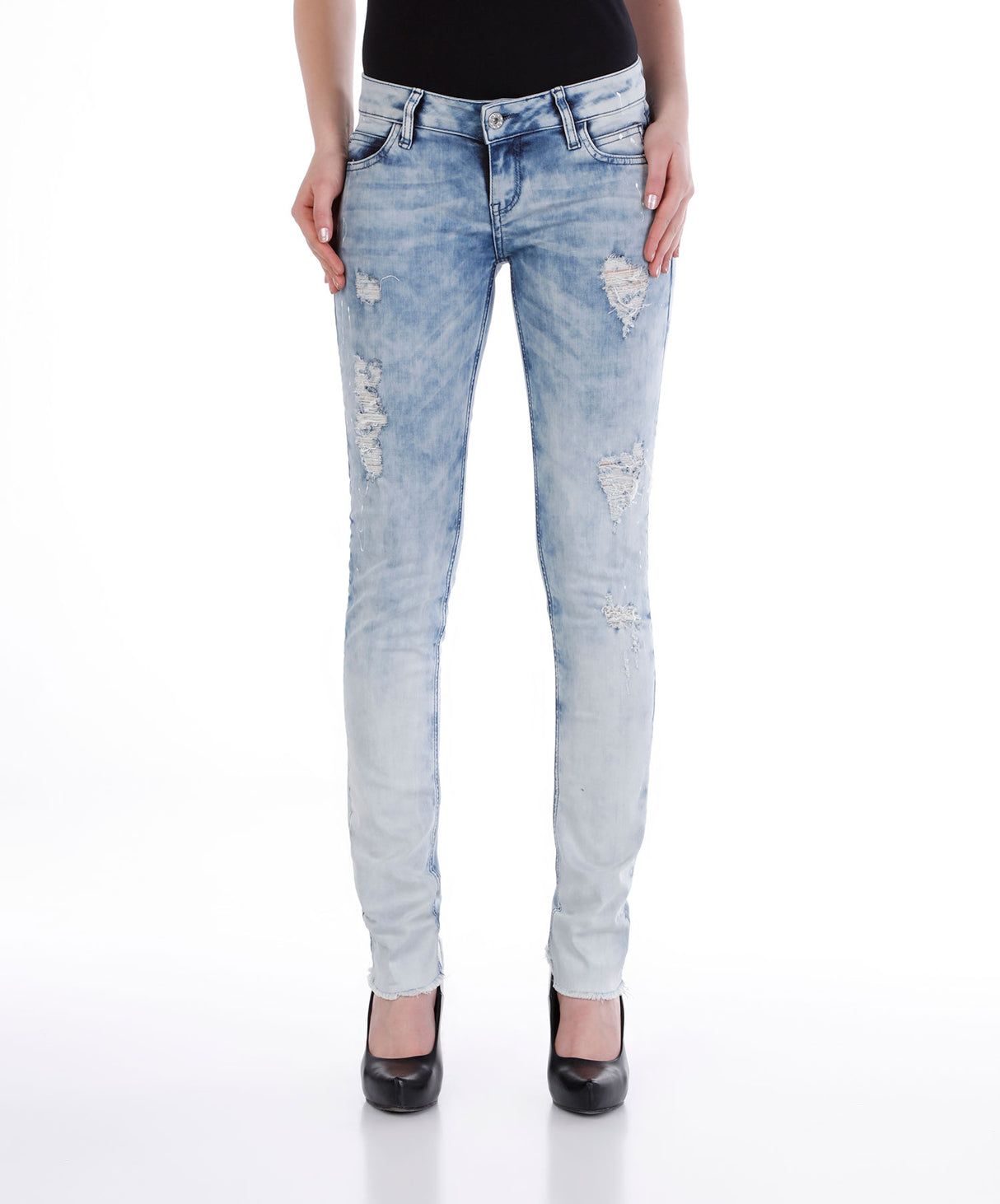 Jeans Slim-Fit WD220 avec des détails d'occasion cool