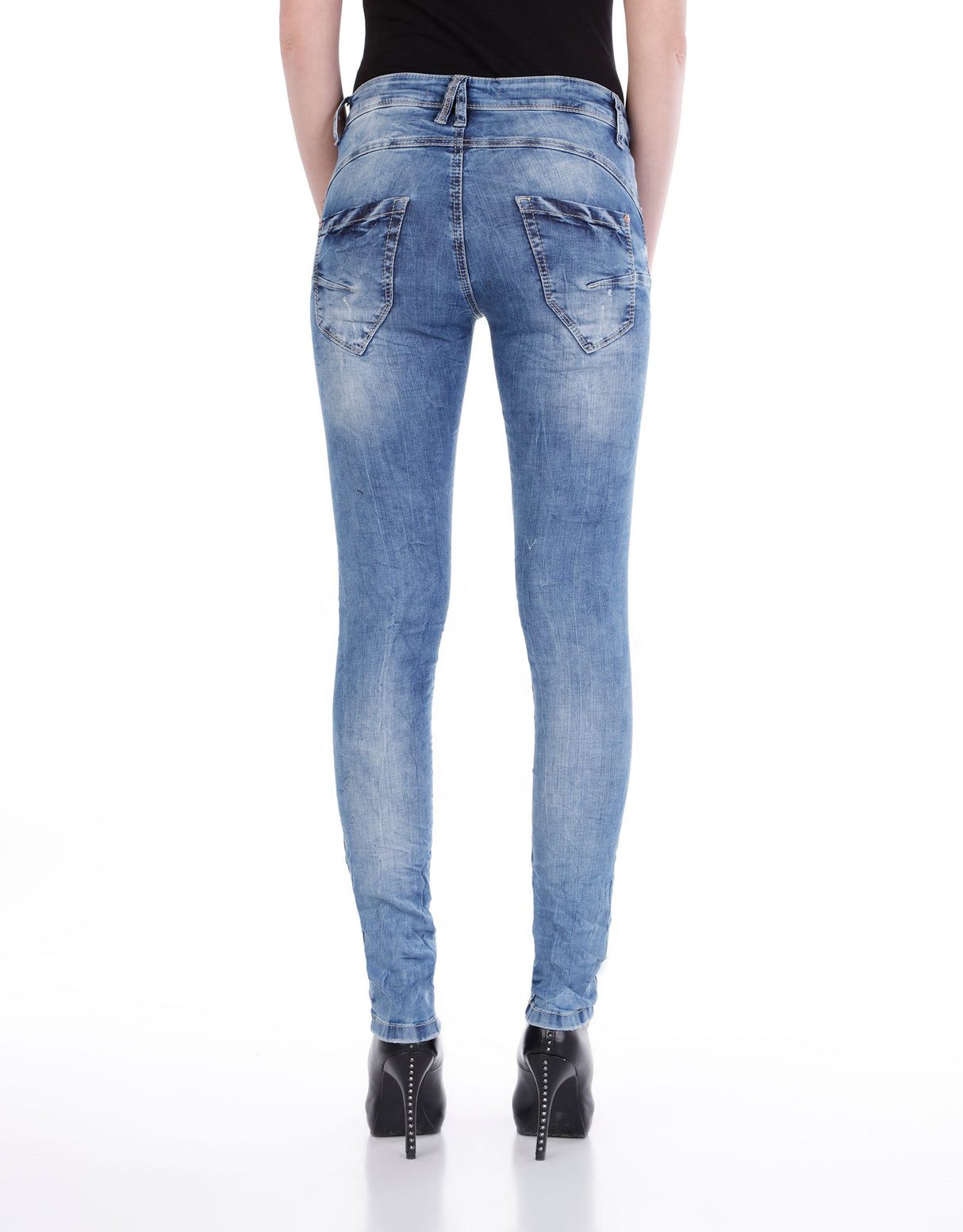 WD214 Femmes Slim-Fit Jeans dans le look usagé occasionnel