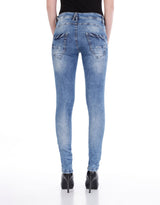 WD214 Jeans de ajuste delgado de mujeres en el look casual usado