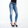 WD281 Femmes Slim-Fit-Jeans en optique lavée en ajustement maigre