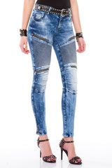 WD365 Femmes Slim-Fit Jeans dans un style de motard moderne