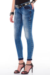 WD310 women's tube jeans with rivet rotary in Slim Fit