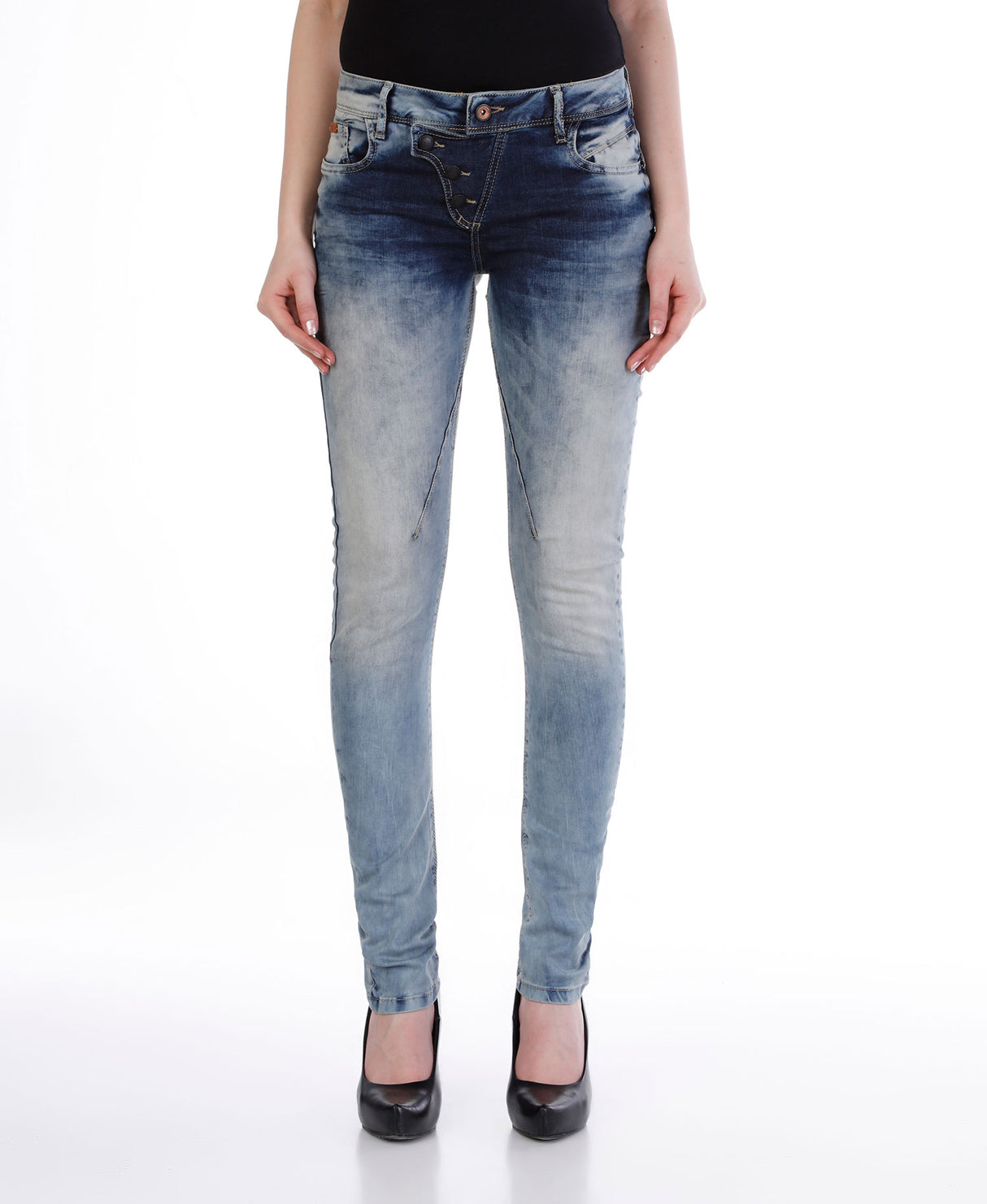 WD206 women Slim-Fit jeans with stylish, torn details