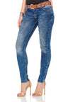 WD286 Women's Slim-Fit Jeans with a cool washing Straight Fit