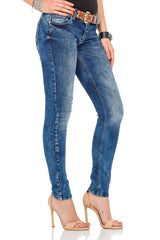 WD286 Women's Slim-Fit Jeans with a cool washing Straight Fit