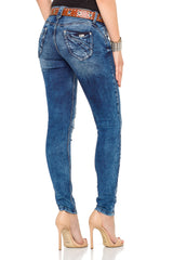 WD286 Women's Slim-Fit Jeans with a cool washing Straight Fit