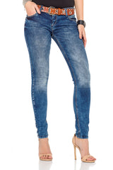 WD286 Women's Slim-Fit Jeans with a cool washing Straight Fit