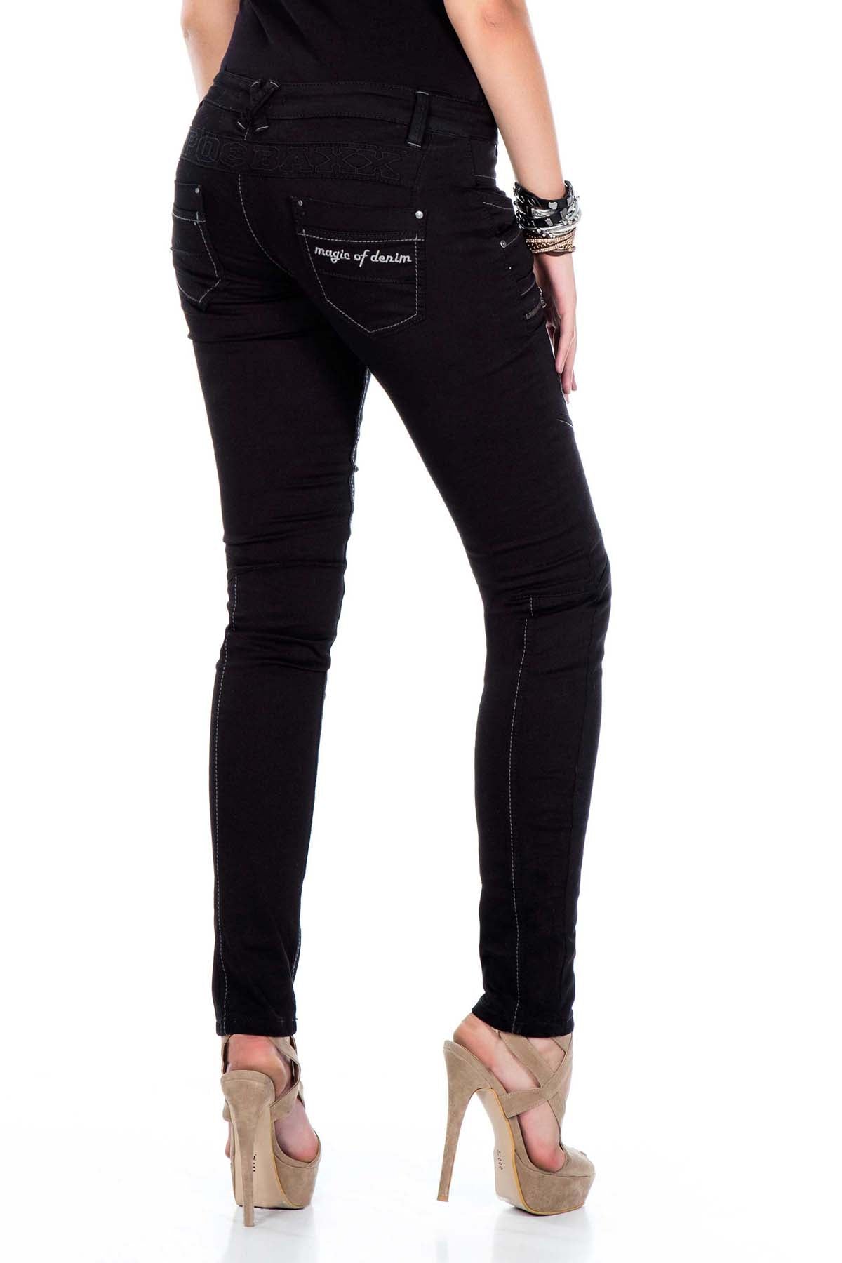 WD332 Mujeres jeans delgados con costuras decorativas inusuales