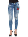 WD312 Women's Slim-Fit jeans with stylish embroidery details in Skinny Fit