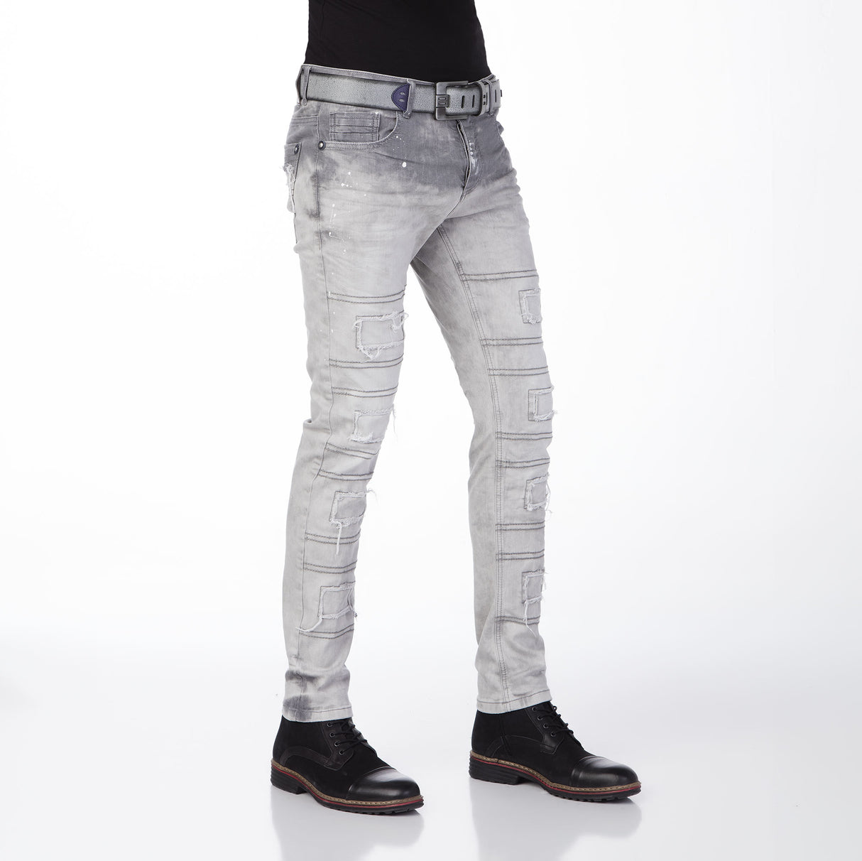 CD228 Slim-fit jeans voor heren met trendy decoratieve elementen