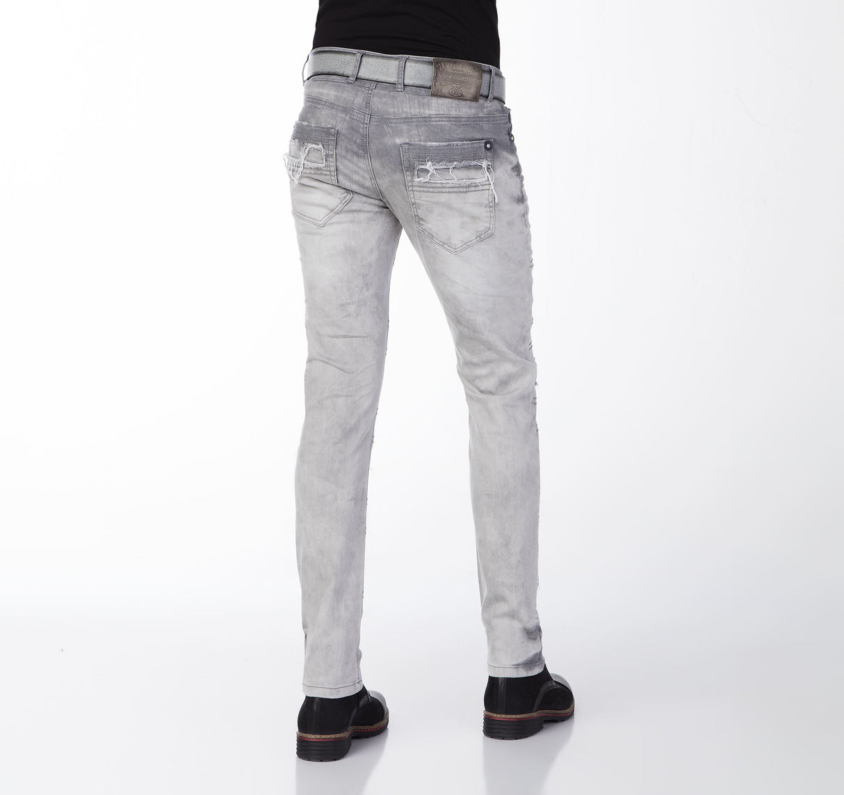 CD228 Slim-fit jeans voor heren met trendy decoratieve elementen