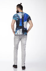 CD228 Slim-fit jeans voor heren met trendy decoratieve elementen