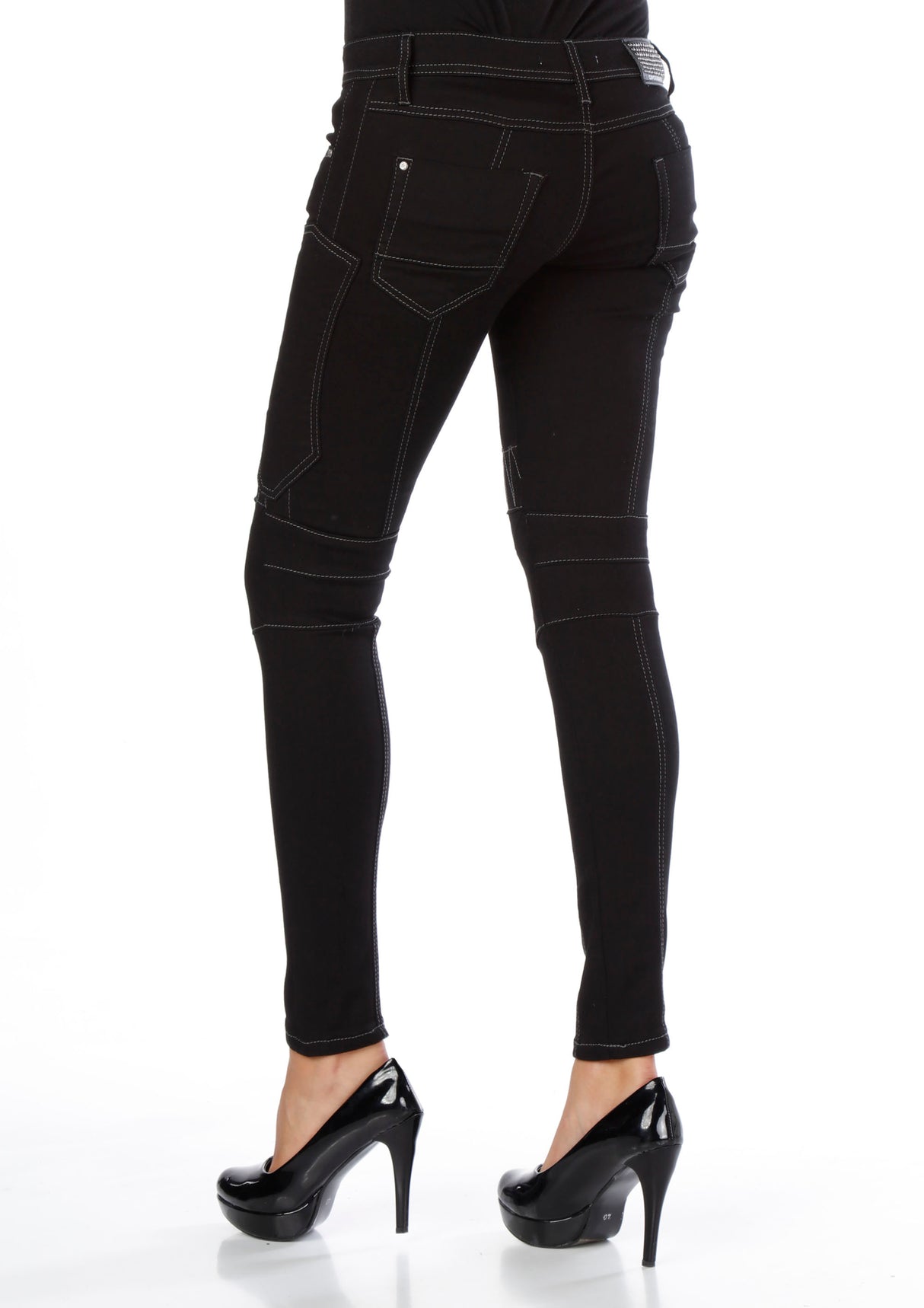 WD255a Jeans minces femmes dans un style de motard