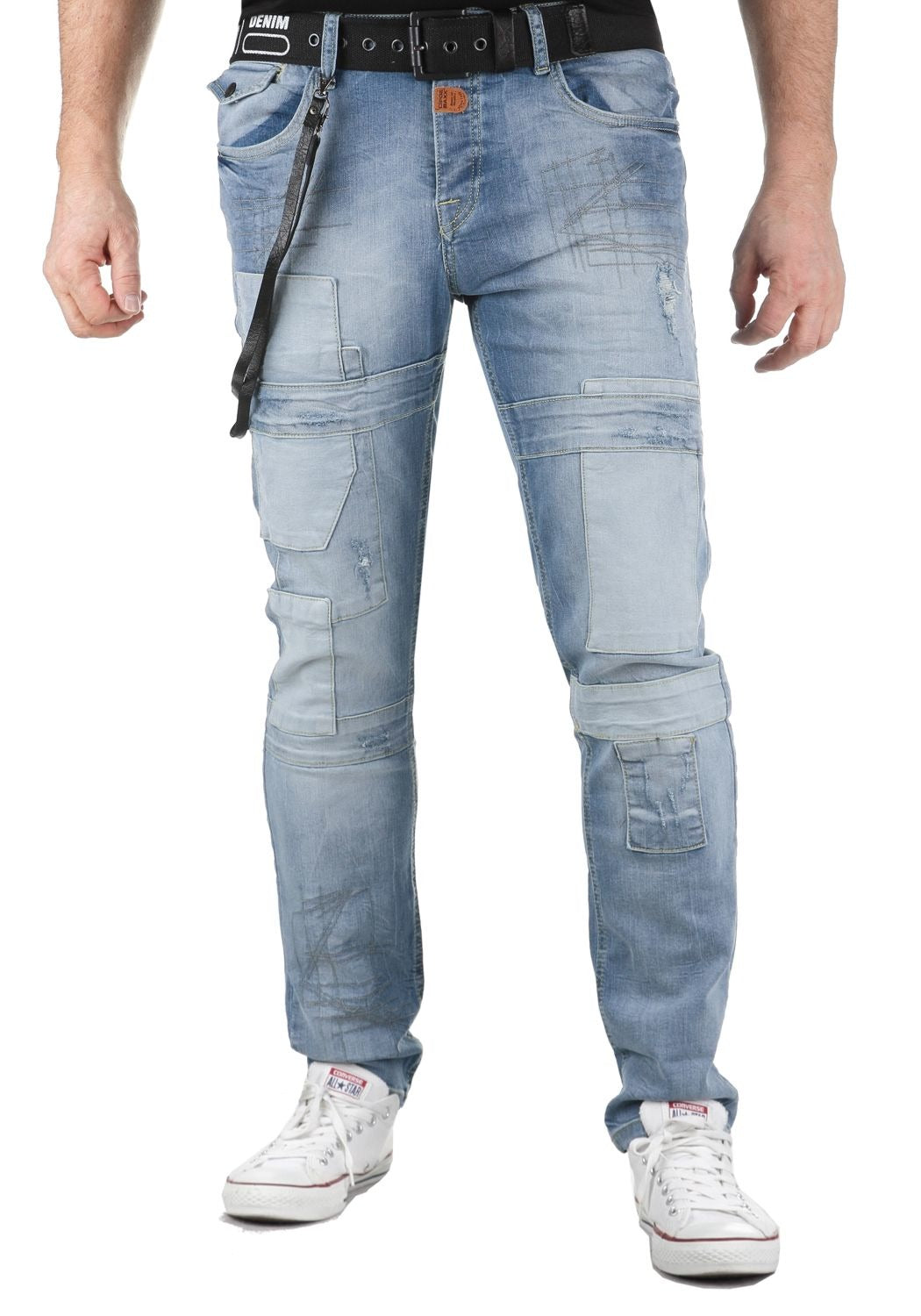 CD191 Men's Slim-Fit jeans with patches