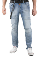 CD191 Men's Slim-Fit jeans with patches