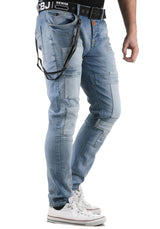 CD191 Men's Slim-Fit jeans with patches