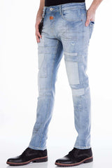 CD191 Men's Slim-Fit jeans with patches