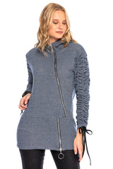 WL239 vrouwen sweatshirt met capuchon met asymmetrische ritssluiting