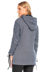 WL239 vrouwen sweatshirt met capuchon met asymmetrische ritssluiting