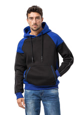 CL591 Herren Hoodie Sweatshirt – Zweifarbiger Kapuzenpullover in Ecru & Dunkelgrau mit Kontrastdetails | Stylischer Alltagslook mit Fronttasche
