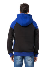 CL591 Herren Hoodie Sweatshirt – Zweifarbiger Kapuzenpullover in Ecru & Dunkelgrau mit Kontrastdetails | Stylischer Alltagslook mit Fronttasche