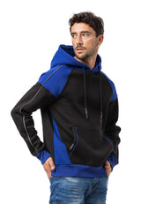 CL591 Herren Hoodie Sweatshirt – Zweifarbiger Kapuzenpullover in Ecru & Dunkelgrau mit Kontrastdetails | Stylischer Alltagslook mit Fronttasche