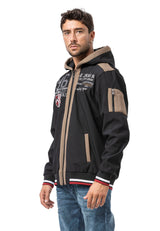 CL592 Sweat à capuche Homme – Sweat zippé bicolore en blanc et gris foncé avec détails contrastants | Veste de loisirs confortable pour le quotidien et le streetwear