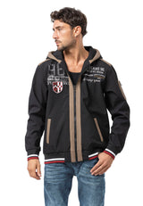 CL592 Sweat à capuche Homme – Sweat zippé bicolore en blanc et gris foncé avec détails contrastants | Veste de loisirs confortable pour le quotidien et le streetwear