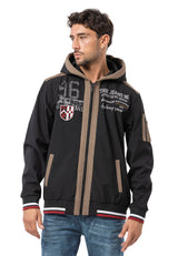 CL592 Sweat à capuche Homme – Sweat zippé bicolore en blanc et gris foncé avec détails contrastants | Veste de loisirs confortable pour le quotidien et le streetwear