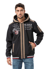 CL592 Sweat à capuche Homme – Sweat zippé bicolore en blanc et gris foncé avec détails contrastants | Veste de loisirs confortable pour le quotidien et le streetwear