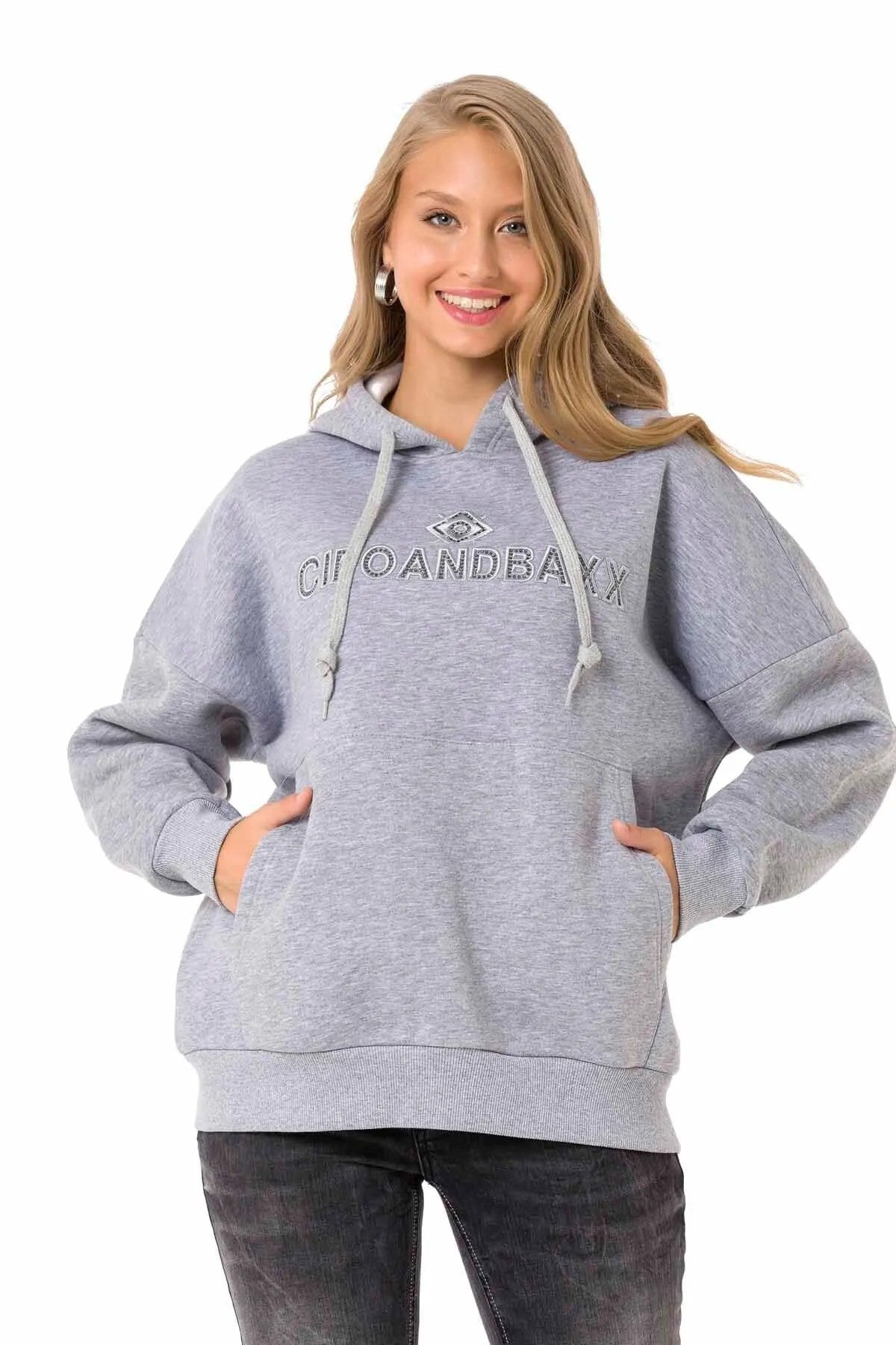 WL334 Women Sweins Sweatshirt con un bordado de marca moderno