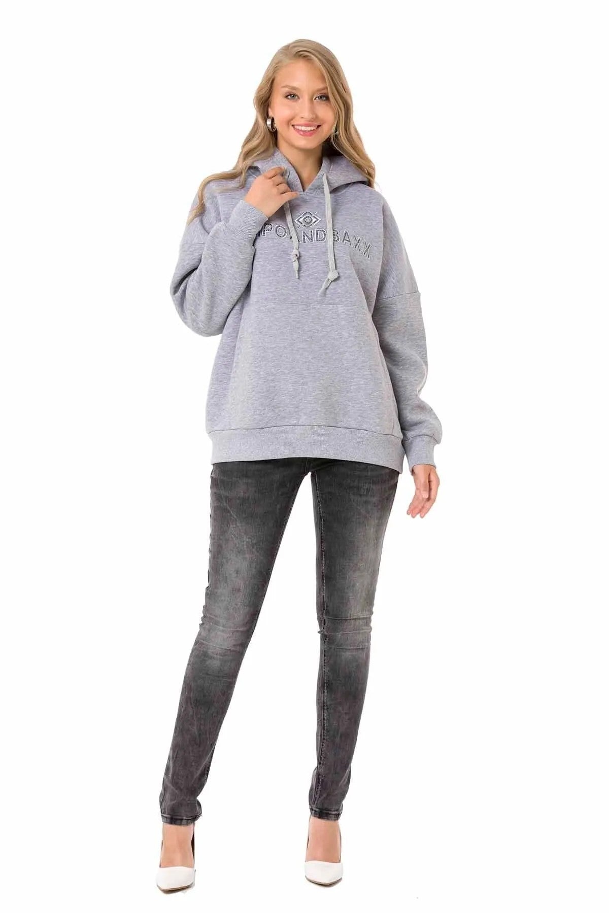 WL334 women hooded sweatshirt with a trendy brand embroidery