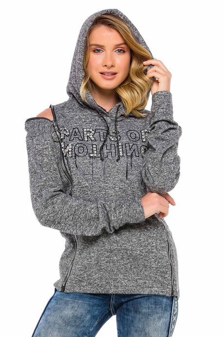 WL204 vrouwen sweatshirt met capuchon met koele schouder ritssluiting