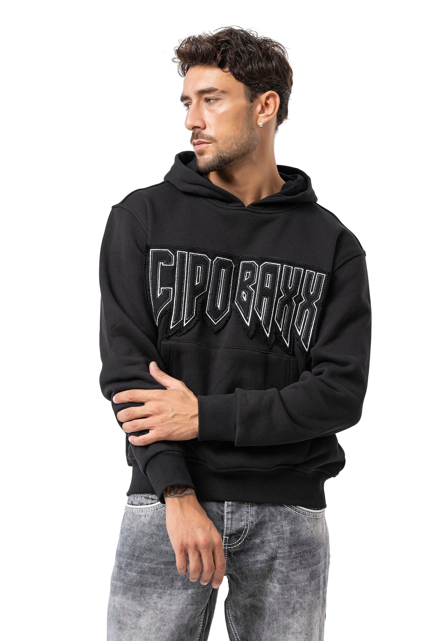 COLLUSION - Sweat à capuche avec imprimé graphique sur le devant - Blanc COLLUSION - Sweat à capuche avec imprimé graphique sur le devant - Blanc