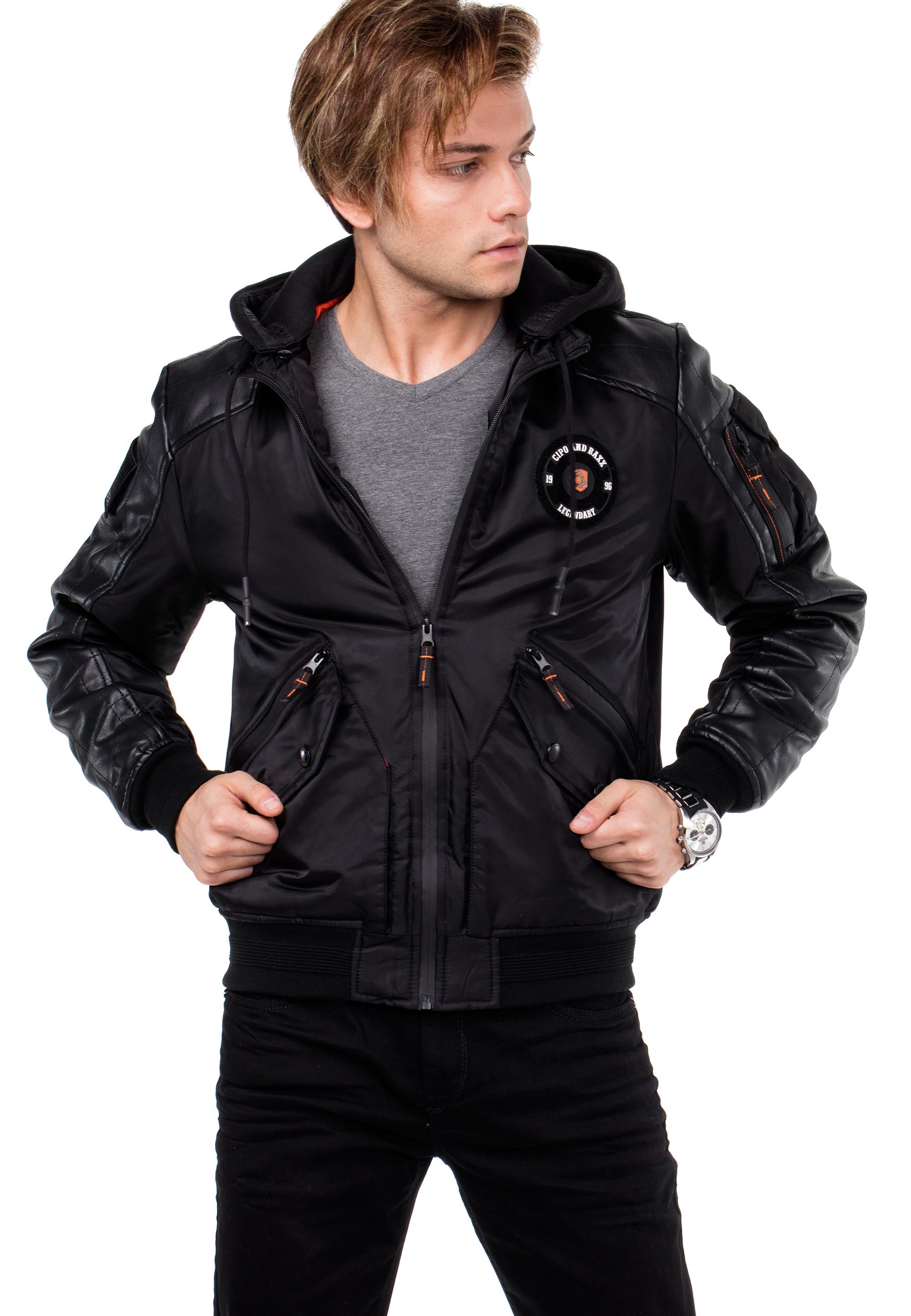 CM134 Black men's coat winter jacket - cipo and baxx – Cipo and Baxx