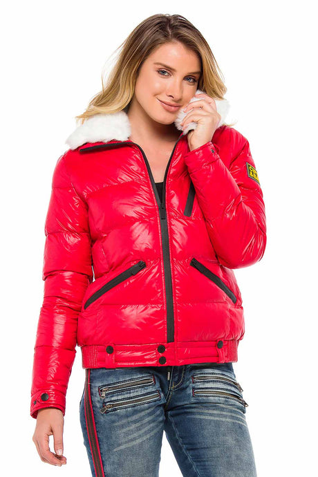 WM108 women's winter jacket with removable synthetic fur collar