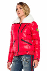 WM108 women's winter jacket with removable synthetic fur collar