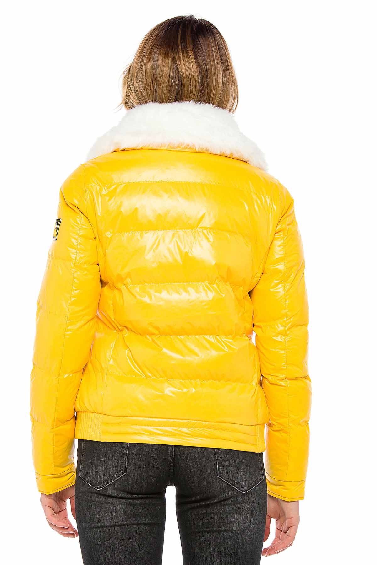 WM108 women's winter jacket with removable synthetic fur collar