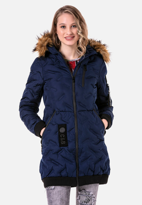 WM106 women's winter jacket with a fashionable art fur trim