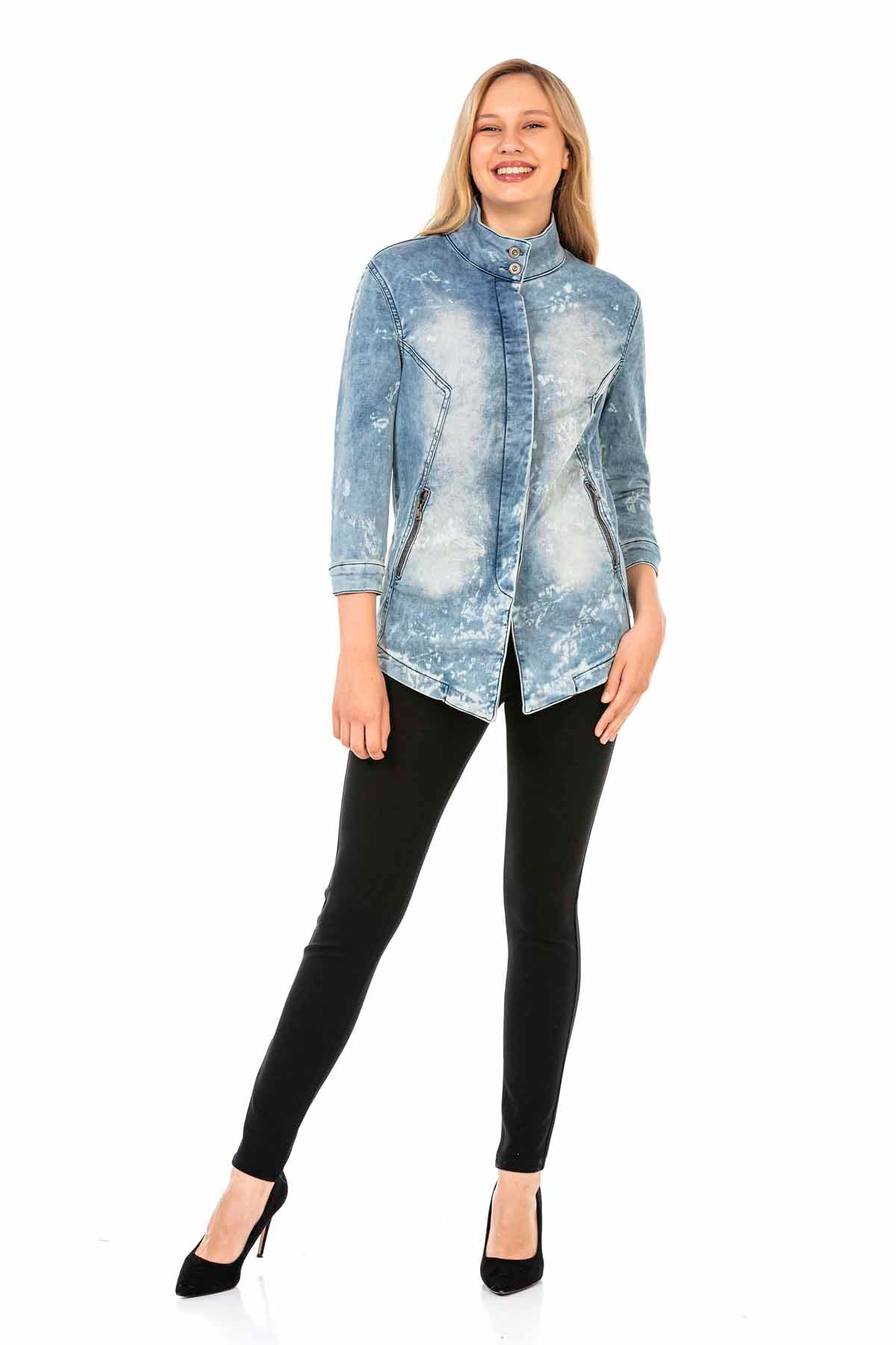 WJ116 Dames Denimshirt met coole Washing