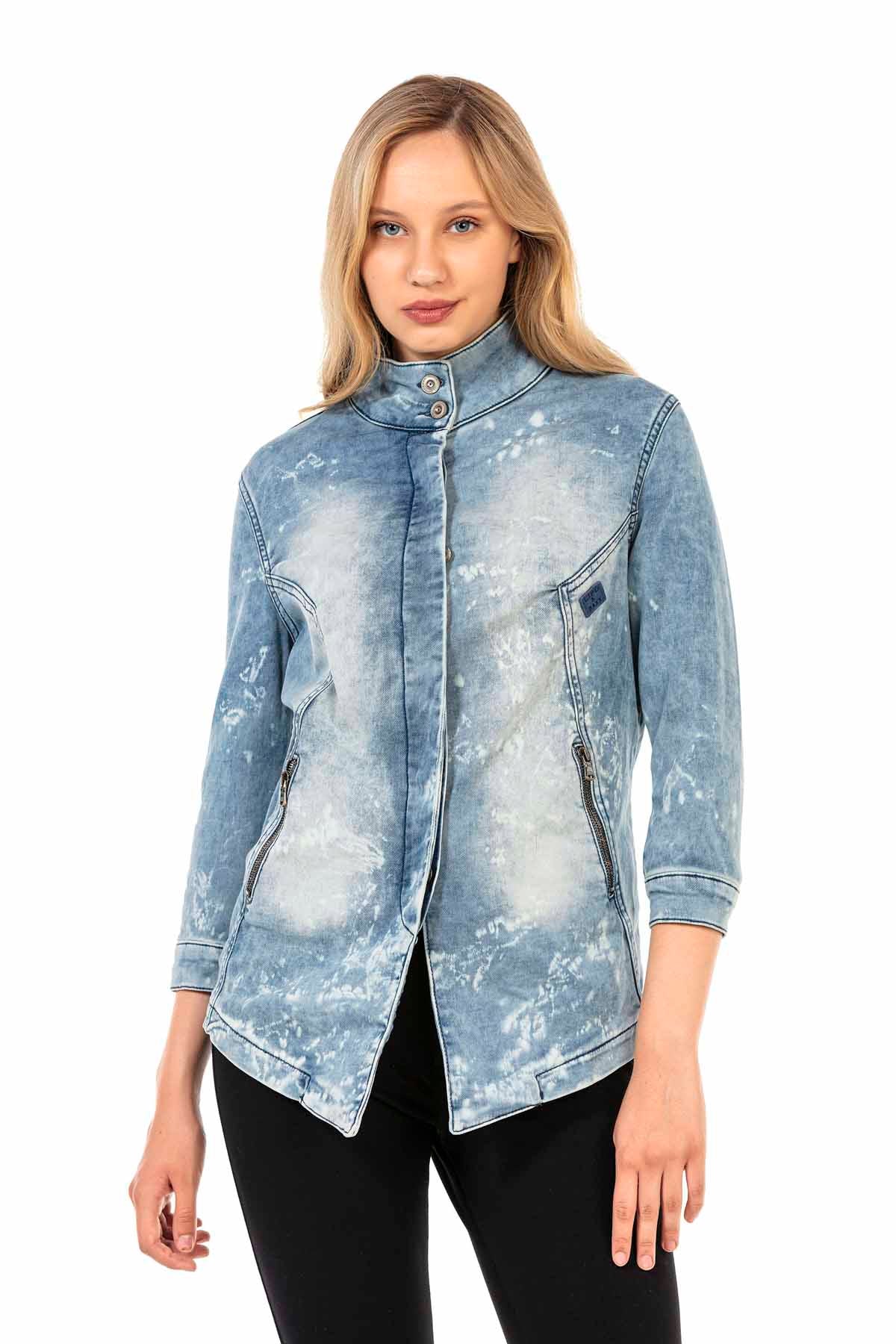 WJ116 Dames Denimshirt met coole Washing