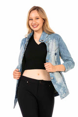 WJ116 Dames Denimshirt met coole Washing