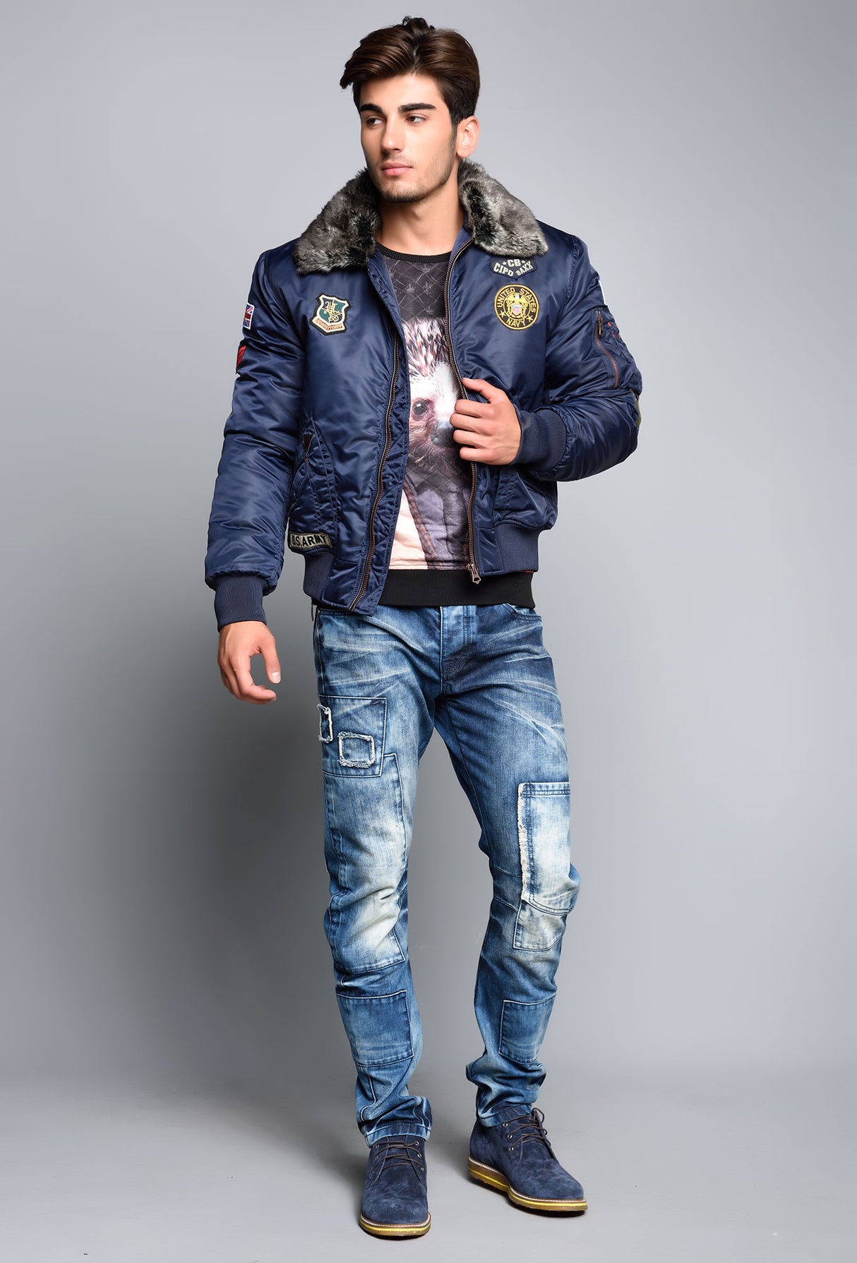 CM108 męska zimowa kurtka zielona