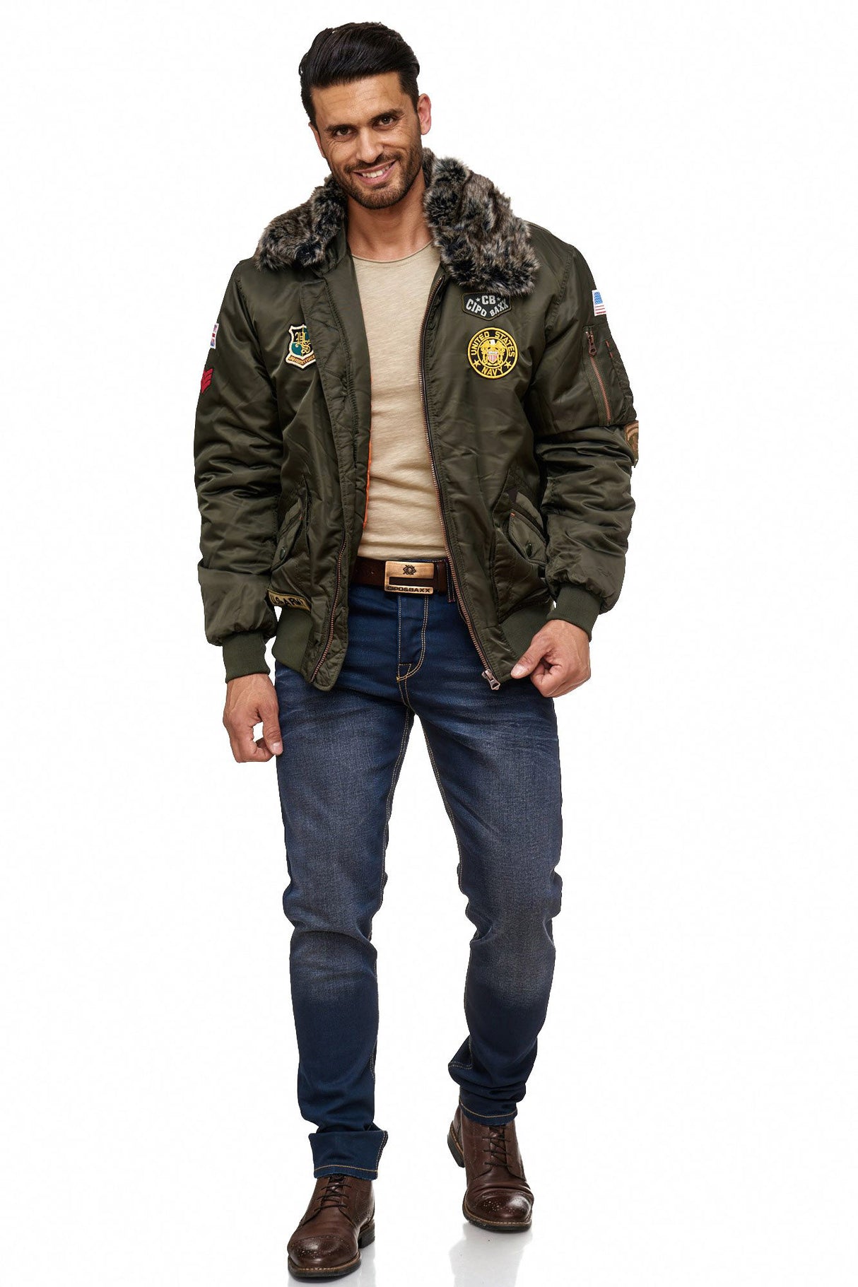 CM108 męska zimowa kurtka zielona