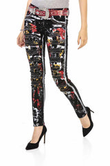 WD463 women Slim-Fit jeans in a trendy handpaint design