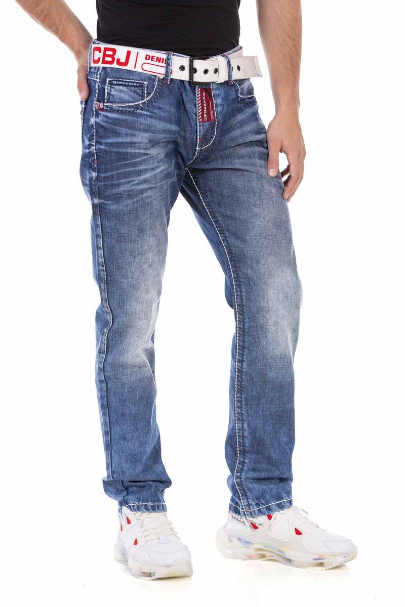 Cipo & Baxx Jeans da uomo Straight Fit Denim Rockig Design Biker Pantaloni a costine Jeans Regular Fit Jeans Pantaloni Nero, Nero , 48 Cipo & Baxx Jeans da uomo Straight Fit Denim Rockig Design Biker Pantaloni a costine Jeans Regular Fit Jeans Pantaloni Nero, Nero , 48
