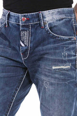 CD701 men's comfortable jeans with trendy used elements