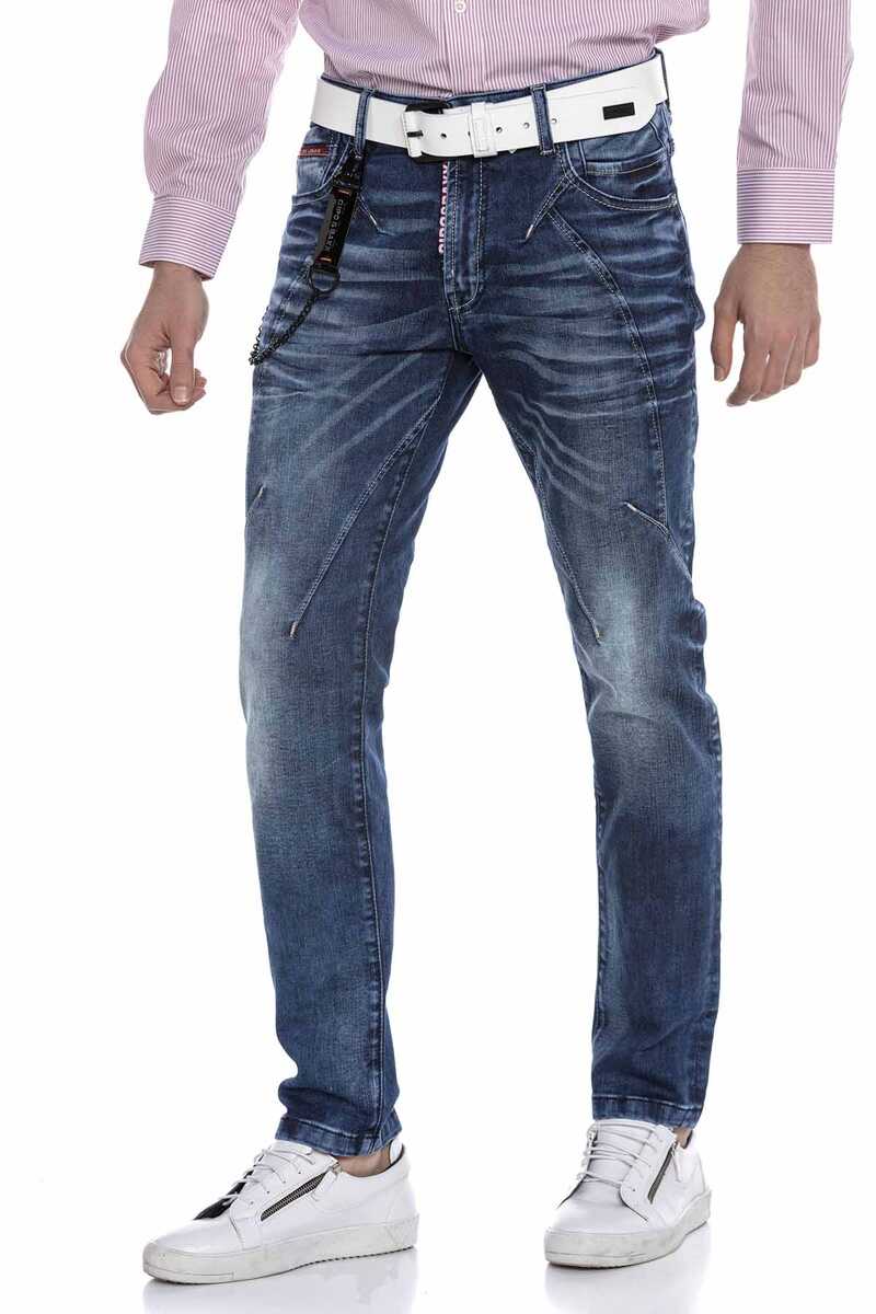 CD676 men Straight fit jeans with fashionable decorative stitching