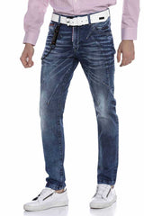 CD676 men Straight fit jeans with fashionable decorative stitching