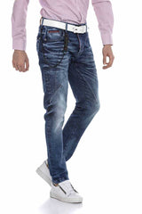 CD676 men Straight fit jeans with fashionable decorative stitching